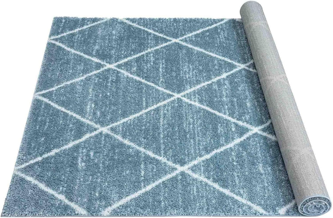 HR Luxurious Moroccan Diamond Shag Rug | Plush 1-Inch-High Pile Soft & Durable Area Rug  #26222