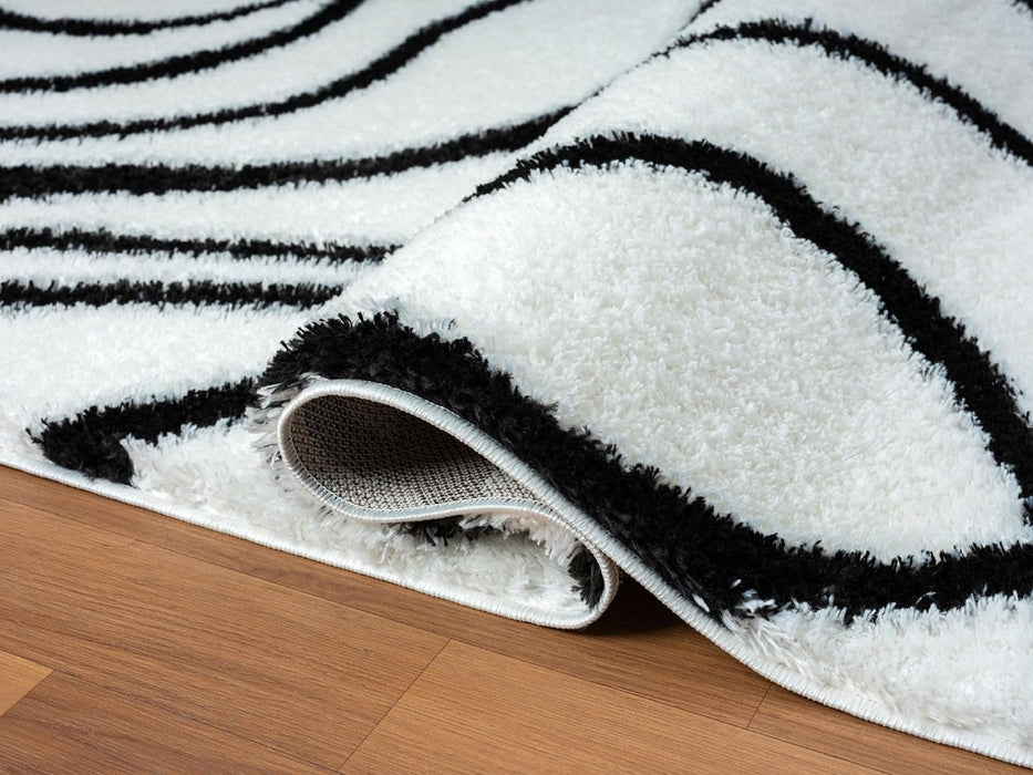 HR Plush Wave-Patterned Shag Rug 1-Inch Thick Soft High Pile, Stain-Resistant Carpet for Living Room #26223