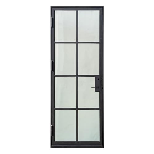 Generic HR Matte Black French Iron Steel Door with Handle and Locks, Right Inswing, Elegant Entrance Door for Home and Office 36 x 96, DOORS-36x96