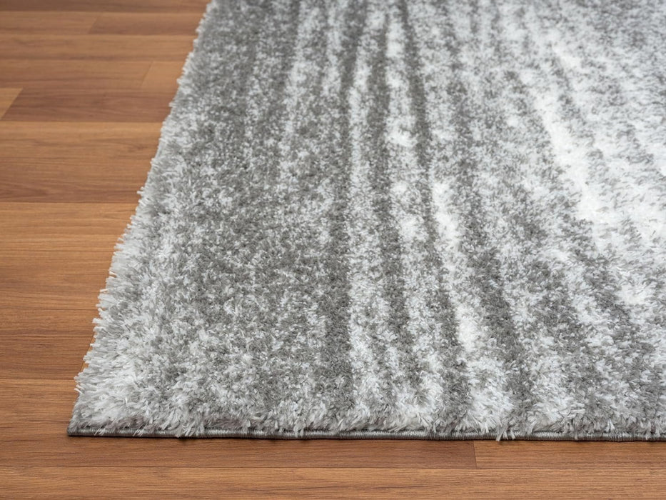 HR Luxurious Beige Shaggy Rug with Deep Pile - Soft Plush Texture, Abstract Pattern, Durable & Comfortable #26228